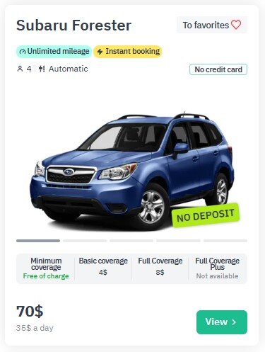 Location voiture Subaru