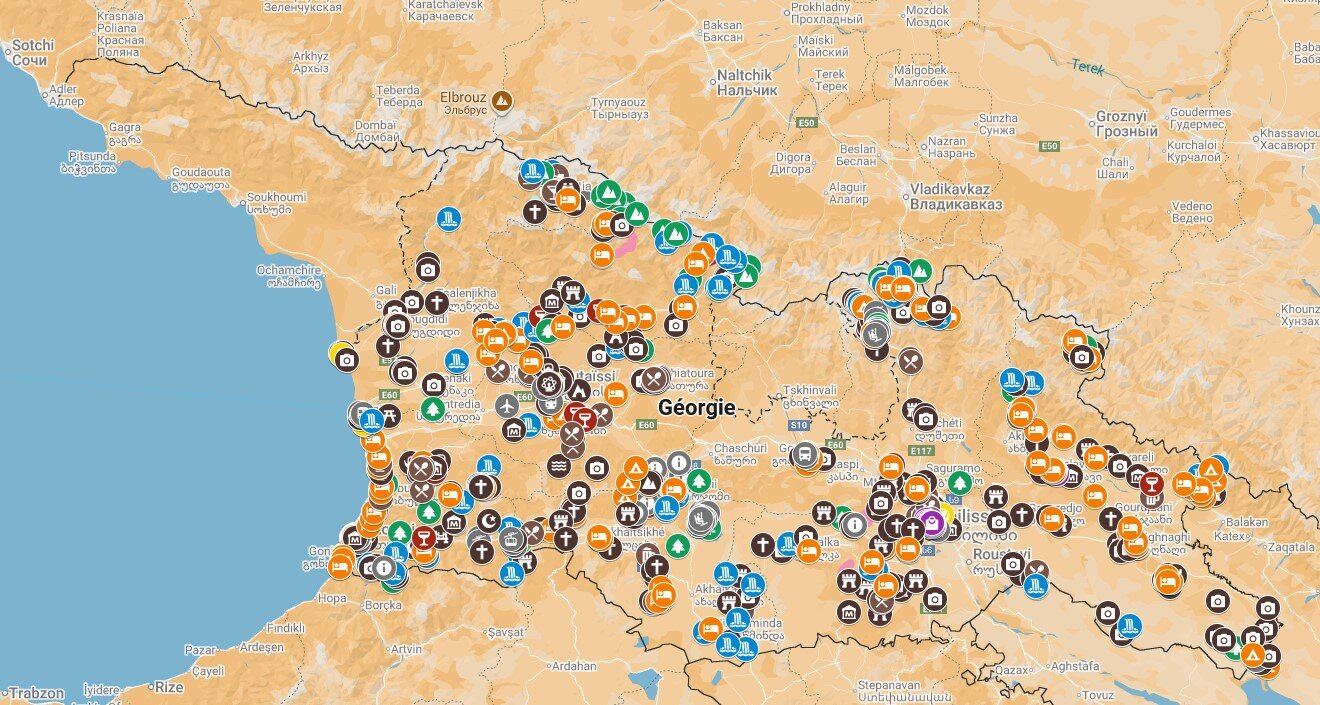 Carte interactive Géorgie